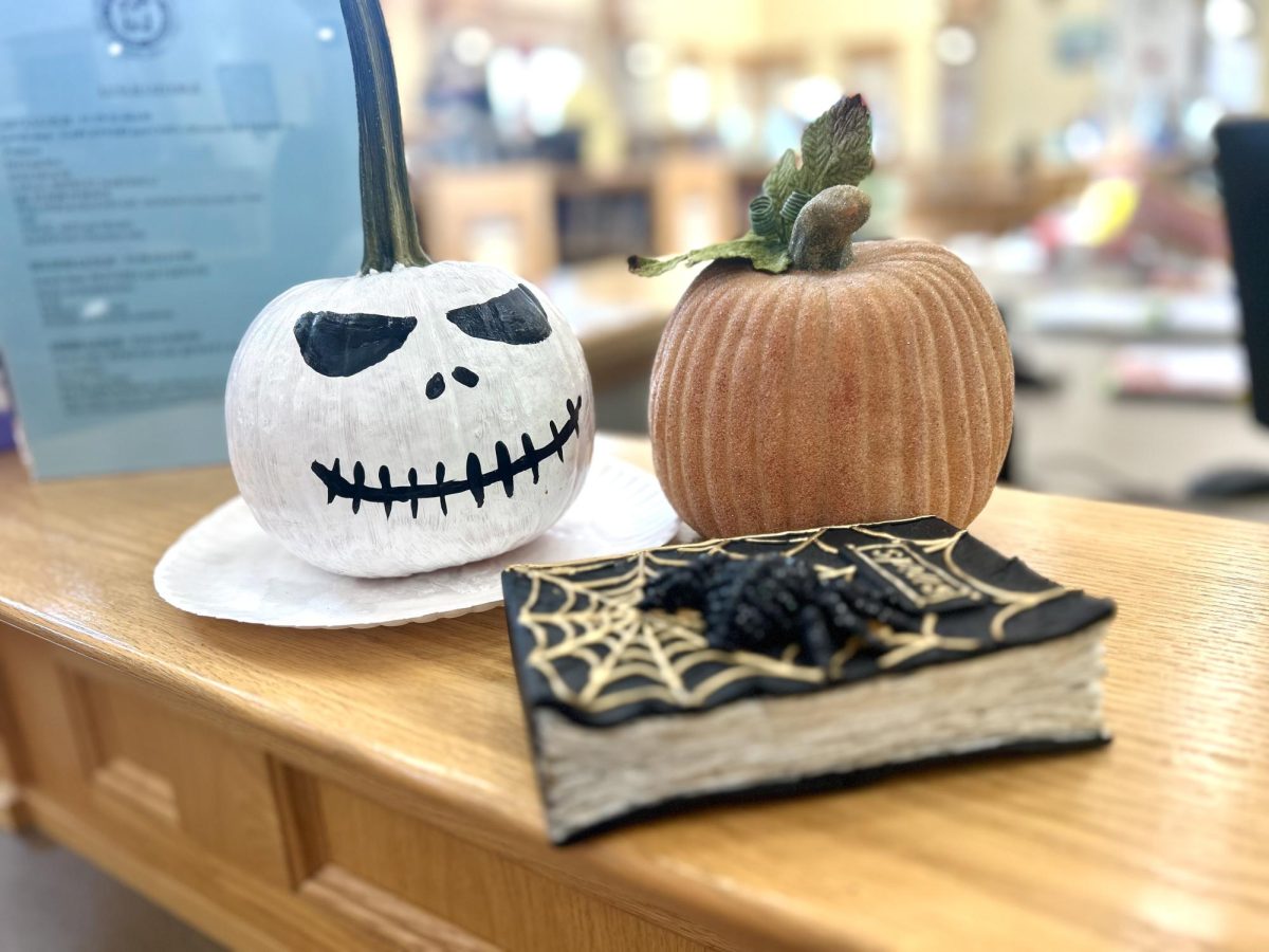 The NHS library has been decorated in a spooky manner for the upcoming Halloween season.