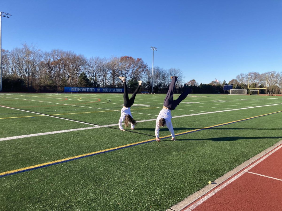 Cheerleaders show off their cartwheels