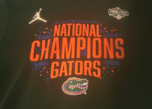 Merch celebrating the NCAA champs, the Florida Gators