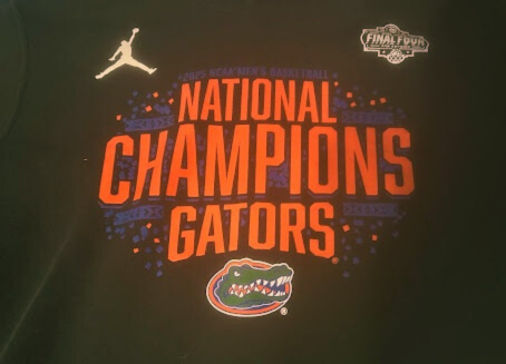 Merch celebrating the NCAA champs, the Florida Gators
