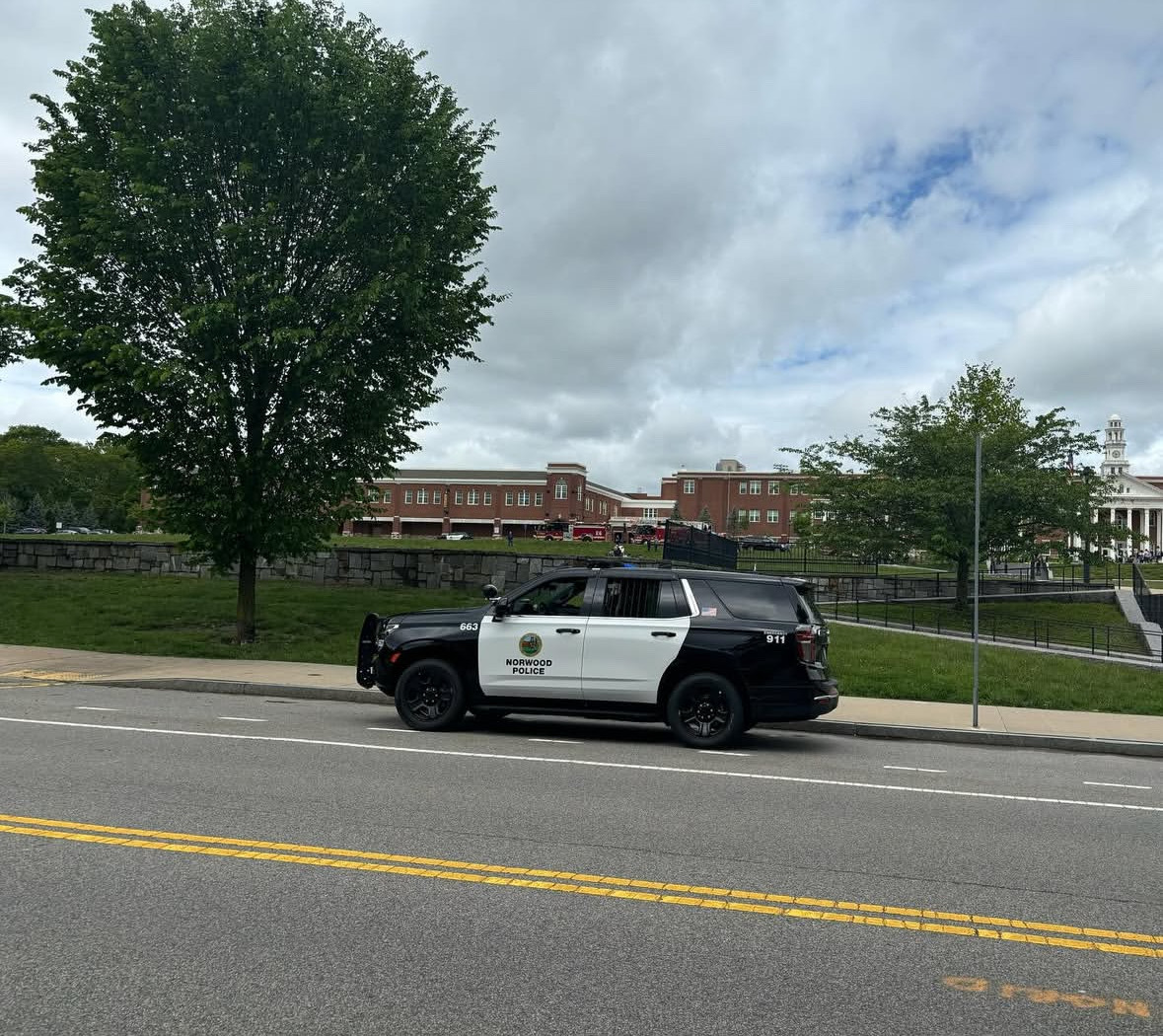 Norwood police at the scene of the fire.