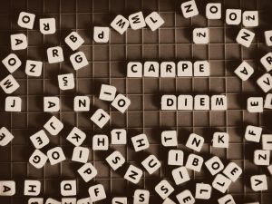 "Carpe Diem" means seize the day.