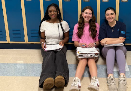 Freshman Claudny Domercant, Sophomore Shannon Brent, Freshman Arianna Pollawit, (left to right)