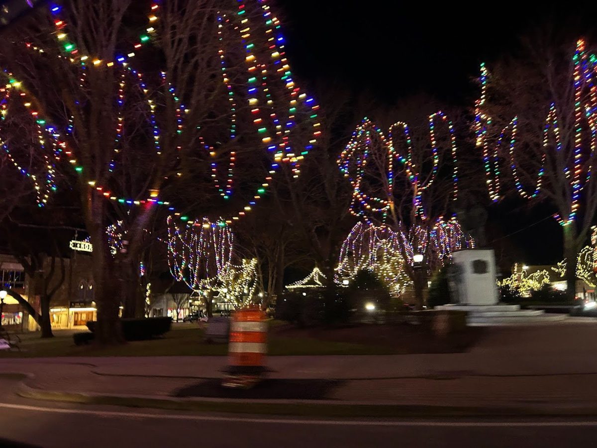 Norwood Centre at night with the lights.