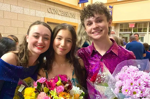 Needham celebrating his turn as Harry Bright in "Mamma Mia!"