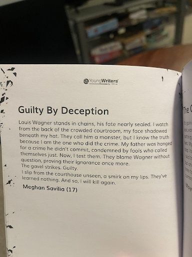 Meghan Savilia’s published work from the Fight or Flight creative writing competition held by the organization Young Writers USA.
