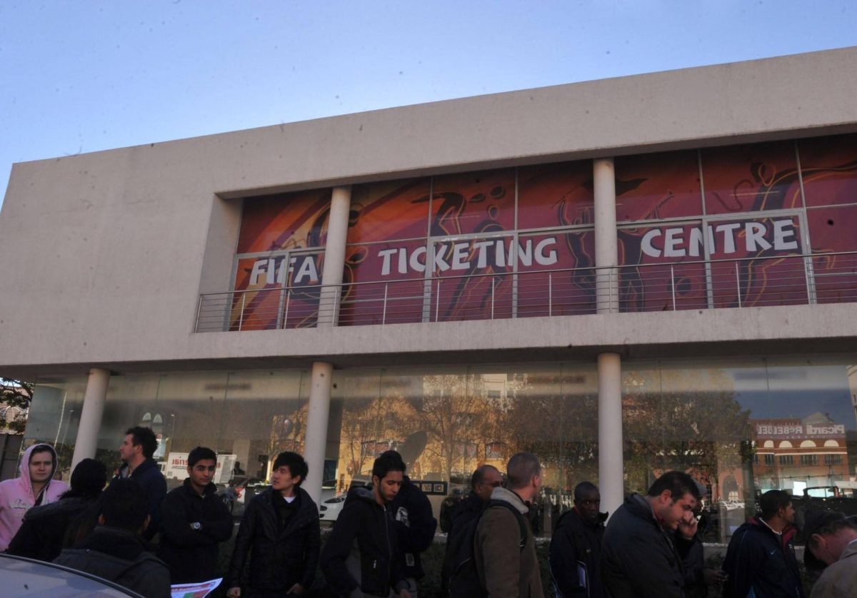 A FIFA ticket center in Johannesburg, South Africa during the 2010 World Cup where the cheapest tickets to group stage matches were $20 and the most expensive tickets to the finals were $900.
